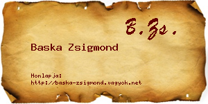 Baska Zsigmond névjegykártya